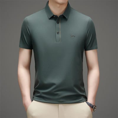 Ijszijde Naadloos en Strijkvrij POLO Shirt, Veelzijdig, Hoogwaardige Kwaliteit, Losvallend, Dun, Koel, T-shirt met Korte Mouwen, Trendy XXXXL black
