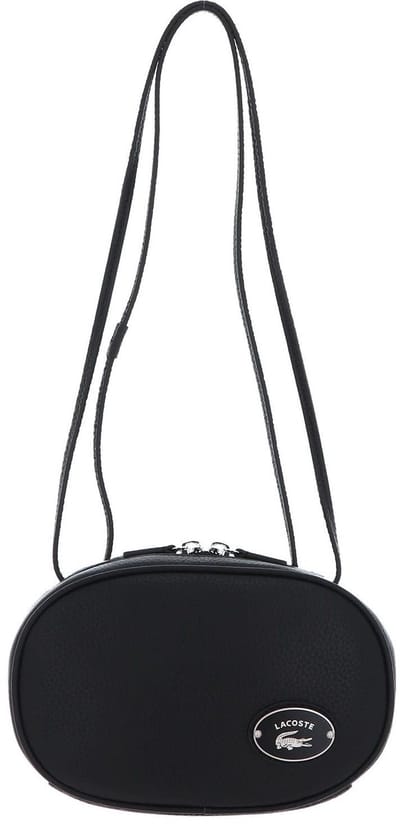 LACOSTE Leren Schoudertas Origin Croc Round Camera Bag Noir Zwart