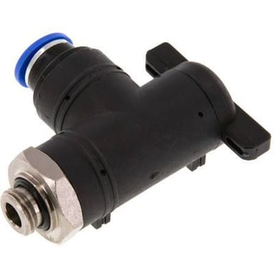 10 mm - G1/4'' Kunststof/Messing L-stuk 2-Weg Kogelkraan