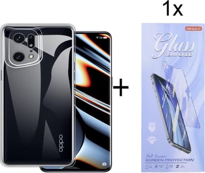Hoesje Geschikt voor: Oppo Find X5 Silicone Transparant + 1X Tempered Glass Screenprotector - ZT Accessoires