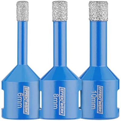 3-delige diamantboorset voor harde tegels - 6/8/10 mm - Ideaal voor beton, marmer, keramiek, graniet en porseleinen steengoed - M14-schroefdraad