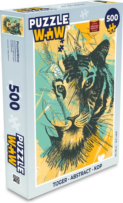 Puzzel Tijger - Abstract - Kop - Legpuzzel - Puzzel 500 stukjes