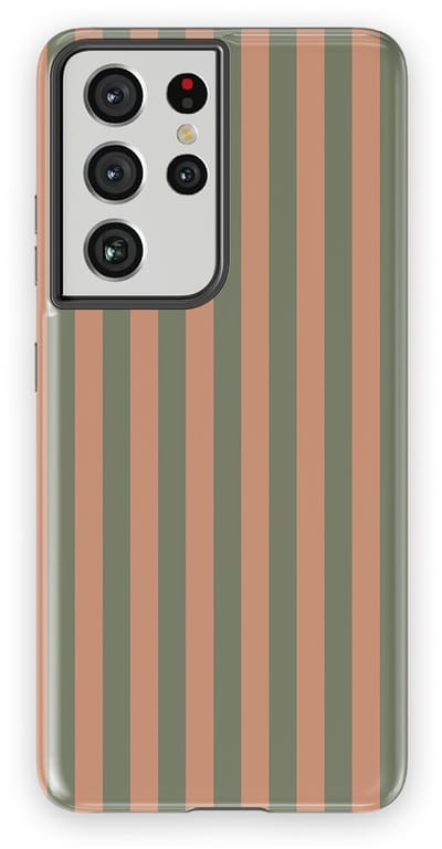 DripCase Gestreept Hoesje Samsung Galaxy S21 Ultra | Backcover met Mag | Stripes Motief | Trendy Case Samsung Galaxy S21 Ultra met Strepen Sweet Sage