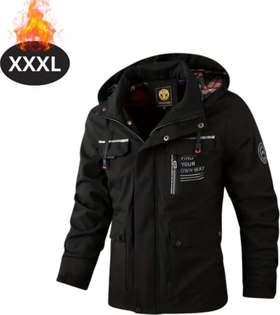 Bovista Windjas Voor Heren - Windjack - Waterdicht - Jas Met Capuchon - Outdoorjas - Volwassen - Zwart - Maat XXXL