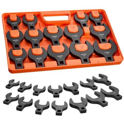 VEVOR Ringsleutelset, 1/2 inch Aandrijving, 14-Delig, Metrisch, 27 tot 50 mm, 40Cr Gelegeerd Staal, Dubbele Maatmarkeringen op Gereedschap en Koffer, voor Auto-Onderhoud of -Reparaties