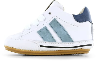Shoesme Wit-Blauw BABY-PROOF® Schoentje - Sneakers Kinderen - Jongens - White Light Blue - Leer- Maat 19