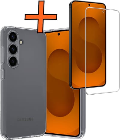 Hoes - Met Screenprotector - Geschikt voor Samsung Galaxy S25 FE - Sterk & Shockproof - Back Cover - Siliconen Case - Telefoon Hoes - Transparant
