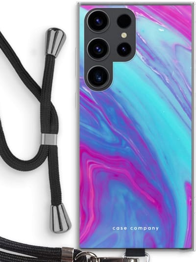 Hoesje met koord geschikt voor Samsung Galaxy S23 Ultra hoesje met Koord - Zweverige regenboog - Telefoonhoesje met Zwart Koord - Bescherming aan alle Kanten en Over de Schermrand