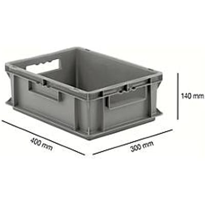 Eurobox serie EF 4140 - gemaakt van PP - inhoud 12,8 L-  gesloten wanden - grijs handvat