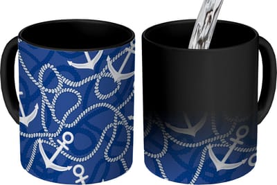 Magische Mok - Foto op Warmte Mokken - Koffiemok - Patronen - Anker - Touw - Magic Mok - Beker - 350 ML - Theemok