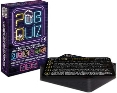Pubquiz #4 (over 2025!); 9x pubquiz van 6 rondes - quizpuzzels - pocketformaat Vragenspel - Kaartspel - Quizspel / Partyspel met Trivia voor thuis, in de kroeg of onderweg - 4-24 spelers / groepen - totaal 198 vragen over Nederland!