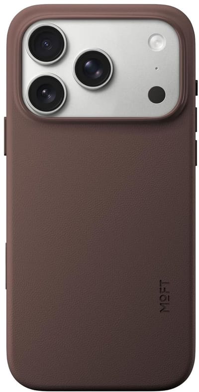 MOFT Hoesje Geschikt voor iPhone 17 Pro - MOVAS Snap Back Cover - Compatibel met MagSafe - Vegan Leer Case - Beschermhoes Dun - Duurzaam - Bruin
