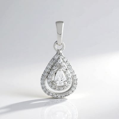 Cavill - 925 Sterling Zilveren Hanger - 0 27 ct Peervormige Cambodjaanse Zirkoon - Elegante Druppelvormige Hanger Voor Dames
