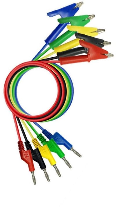 Multimeter Testkabel Banaan Plug naar Alligator Clip - 15A/1000V - 1M - 5 Kleuren - 5 Stuks