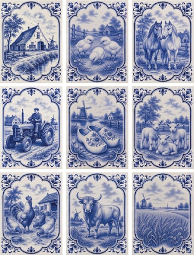 Tegelstickers Delfts Blauw boerderij 1 - 15cm (b) x 20cm (h) - backsplash - peel and stick - plakfolie - voor badkamer, keuken of toilet - zelfklevend