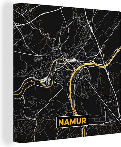 Canvas Schilderij Stadskaart - Namur - Goud - Plattegrond - Kaart - 20x20 cm - Wanddecoratie
