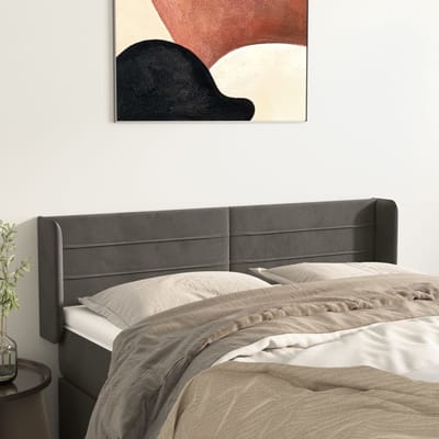 vidaXL - Hoofdbord - met - randen - 147x16x78/88 - cm - fluweel - donkergrijs