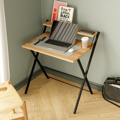 LUNOR - Bureau - Inklapbare Werktafel - Pijnboom Zwart - 70x50x70