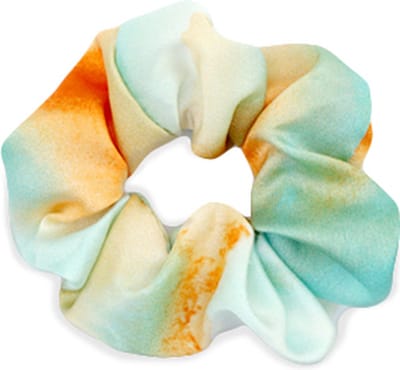 Haarsoires Haarelastiek Scrunchie – Tie-dye Print – Gladde Stof – Groen Oranje - Haarkrinkel - Haar Elastiek met Stof - Zacht & Haarvriendelijk