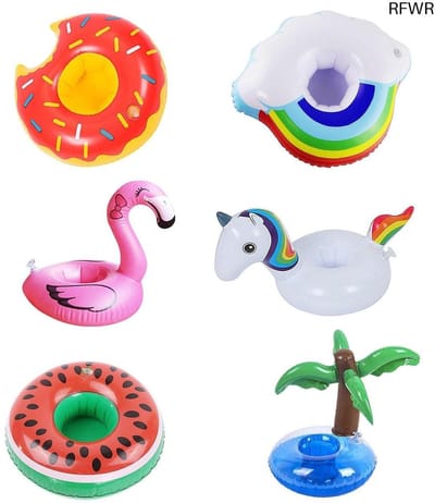 RFWR® Opblaasbare Bekerhouderset - 6 Delig voor Zwembad en Strand, Zomerse Decoratie en Speelgoed
