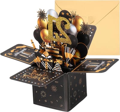 Allecta - Pop-out verjaardagskaart 21 jaar grappig - Sweet 3D kaart voor vrouwen en meisjes - Moeder cadeau - Zwart goud design