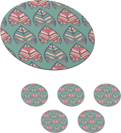 Onderzetters voor glazen - Rond - Patronen - Tribal - Retro - 10x10 cm - Glasonderzetters - 6 stuks