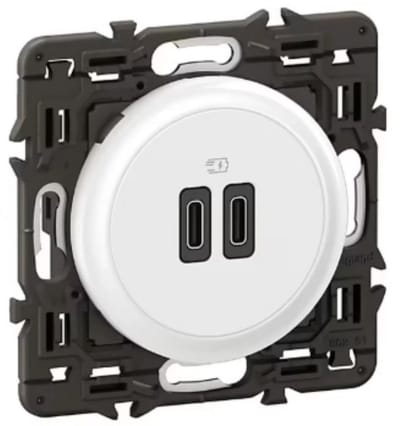 Stopcontact met USB-C - Dubbele Lader - Apparaten Opladen - 2x 20W Poorten - Klaar voor Installatie - Wit