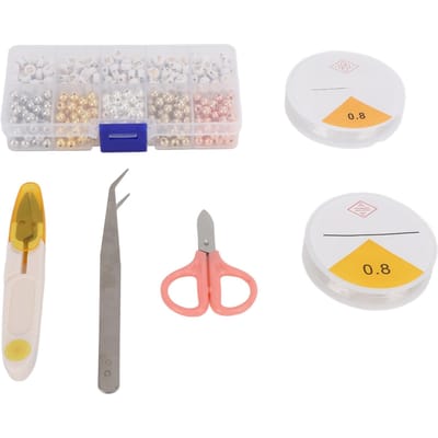 Sieraden Maken Kralenset 5 Vakken Alfabetkralen 5 Vakken Kunstparel Spacerkralen 2 Rollen 0.8mm white