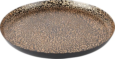 Dekoratief | Dienblad rond 'Antique Gold', zwart/goud, metaal, 29x29x2cm | A238034