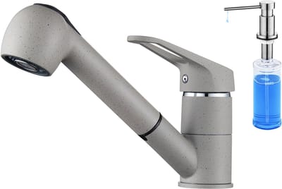 Auralum max keukenkraan - Met uittrekbare handdouche - Met Zeepdispenser 300ML - 2 straalsoorten - Handdouche - Uittrekbaar - Mengkraan - Grijs