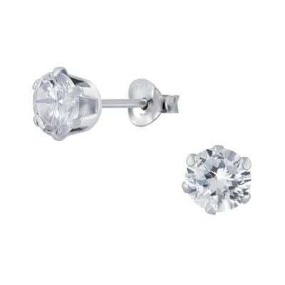 Joy|S - Zilveren 6 mm rond oorknoppen - zirkonia