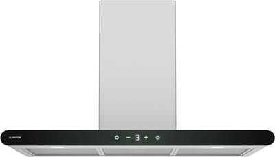 Klarstein CurveVent Afzuigkap - 90 cm wandkap, 676 m³/u luchtstroom, A+ energie-efficiëntie, Touch-bediening, LED-verlichting, 57 dB, Zwart, Afvoer & koolstoffilter