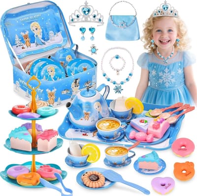 Kinderservies Theeservies Speelgoed Tin Blauw voor Meisjes en Jongens