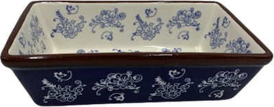 Ovenschaal keramisch Rechthoek Floral Lace Blue 25 x 13 cm cakevorm 1 liter Maat S | FLB-RH25 | Lavandoux