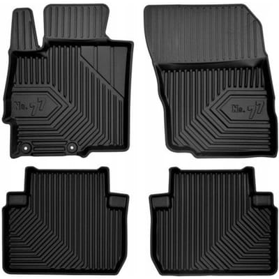 No.77 Premium Rubberen Mattenset - Geschikt voor Mitsubishi Eclipse Cross vanaf 2018 - Alleen Benzine/Diesel (Niet voor Hybride) - 4-delig - TPE - Zwart - FROGUM