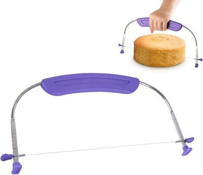 1 stuk - Taartsnijder van Roestvrij Staal - Paars - Instelbare Taartzaag met Enkele Draad - Cake Leveler voor Strak Snijden & Egaliseren van Taartlagen - Handig Bakgereedschap voor Taarten, Cakes & Gebak - 30,2 x 16,5 x 0,9 cm