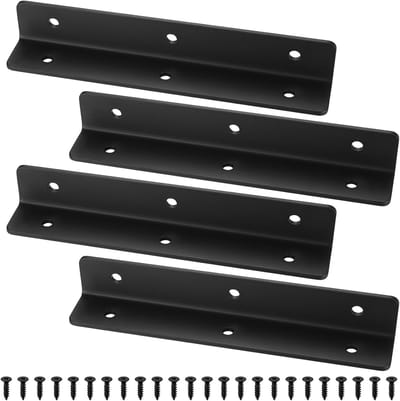 Hoekbeugels voor Houten Constructies, Zwarte L-vormige Beugels voor Tuinbedden en Meubelverbindingen, Inclusief Schroeven, 190x30x30mm, Sterke en Duurzame Bevestiging