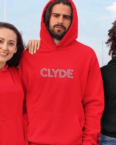 Bonnie / Clyde Hoodie Red (Clyde - Maat XS) | Koppel Cadeau | Valentijn Cadeautje voor hem & haar