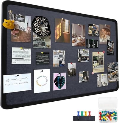 Groot rechthoekig vilten prikbord, modern ontwerp voor thuis, kantoor en school, inclusief 25 priknaalden en decoratieve viltoplossing