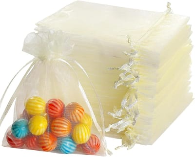 Fruitbeschermingszakjes met trekkoord (set van 50) – Fruit- en groentezakjes – Effen organzazakjes – Beschermende gaaszakjes voor de tuin – Zakjes met trekkoord – Fruitzakjes – Snoepzakjes – 15 x 20 cm
