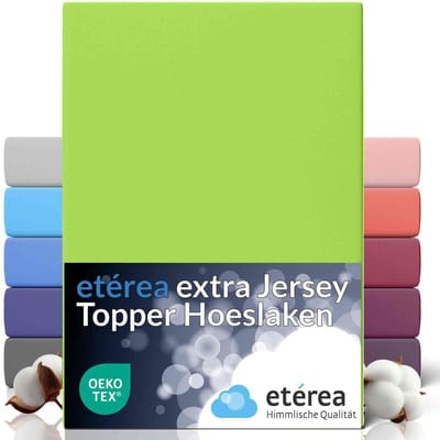 etérea Extra Jersey Hoeslaken 180x200 - 200x220 cm - Topper 10 cm - Oekotex - 100% katoen - Groen