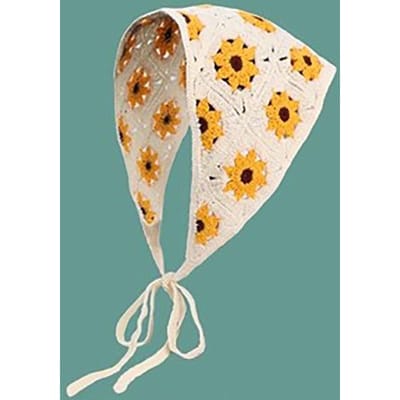 Bandeau Tricoté Triangle Mode Fait Main Crochet Petite Fleur Foulard Chapeau Style Pastoral Français Bandeau Serviette Filles A white