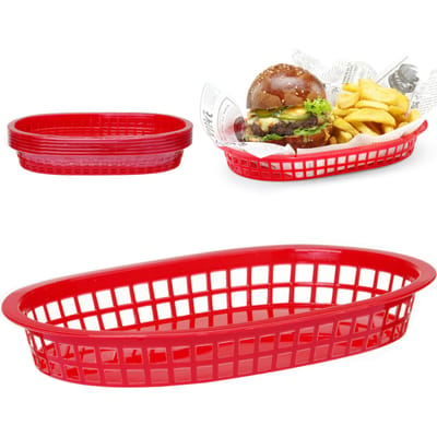 HENDI Serveermanden fastfoodstijl – set van 6 – rood – 275x175x38 mm – stapelbaar en vaatwasmachinebestendig