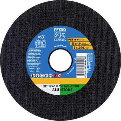 PFERD TOOLS EHT 125-1,0 PSF ALU+STONE 61819010 Doorslijpschijf recht 125 mm 25 stuk(s) Aluminium, Non-ferrometaal, Titanium, Titaniumlegering,