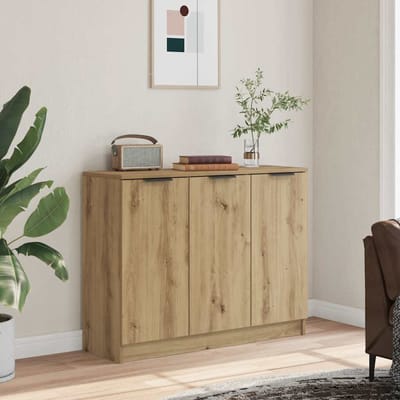 vidaXL - Dressoir - 90,5x30x70 - cm - bewerkt - hout - artisanaal - eikenkleur