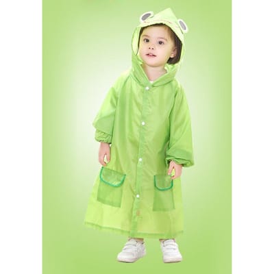 Kinderregenjas met cartoon dierenprint, vochtbestendig, geschikt voor buiten, regenjas voor jongens en meisjes, babyregenjas, praktische regenjas voor kinderen. beige