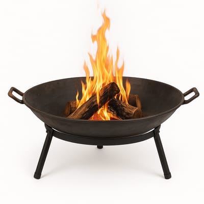 Lomera Gietijzeren Vuurschaal - Trendy Vuurschaal - Hout en Houtskool - Tuin en Terras - Elegante Vuurschaal - Vuurschaal met Handgrepen - Tuinverwarming - Vuurschaal voor Buiten