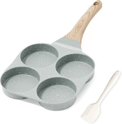 Famanu - Omelet en pannenkoekenpan met 4 vakken antiaanbak geschikt voor inductie gas en camping