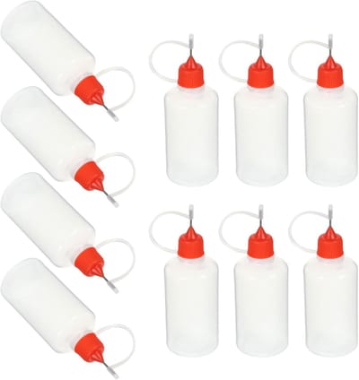 Lijmflessen 50 ml met naaldpunt voor nauwkeurige dosering, navulbare knijpflessen voor vloeibare lijm, machine-olie en hobbyprojecten voor doe-het-zelvers