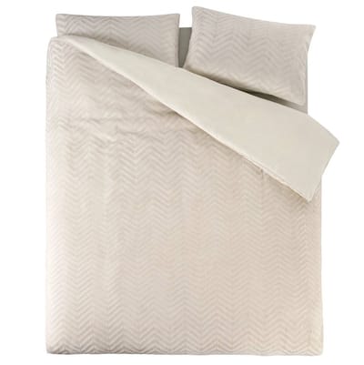 Droomtextiel Teddy Dekbedovertrek Chevron Crème - 140x200/220 cm - Super Zacht